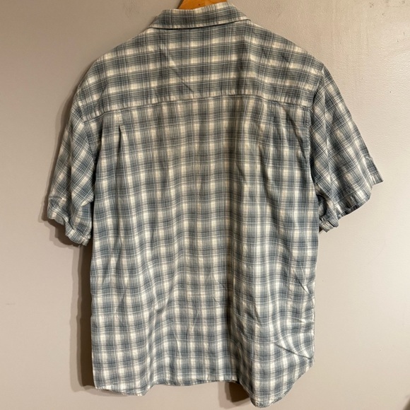 Horny Toad Men’s Steel Blue Short Sleeve Organic Cotton Button Plaid Shirt Sz XL - Picture 2 of 6